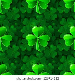 vector seamless background for St. Patrick's Day with a green beautiful clover