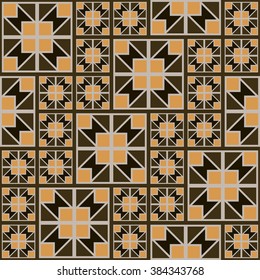 Vector seamless background. Stained glass pattern. Eastern vector wallpaper. Colorful tiles.