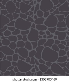 Vector seamless background with stones. Pebbles, stones, road. Pebbles in the water. Stony pattern for printing on cards, fabric, paper, packaging.