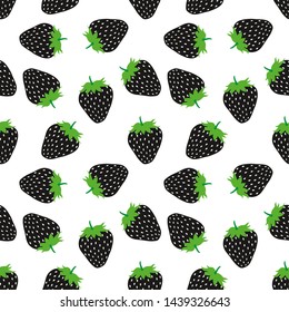 Vector seamless background with strawberries. Black strawberry. 