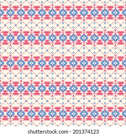 Vector seamless background with stylized ethnic geometric cross-stich pattern