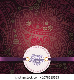 Vector seamless background with stylized floral elements. Greeting card. Graphic littering design. Beautiful text with Paisley pattern
