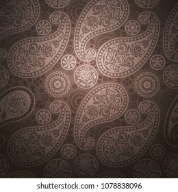 Vector seamless background with stylized floral elements. Beautiful graphic design with Paisley pattern