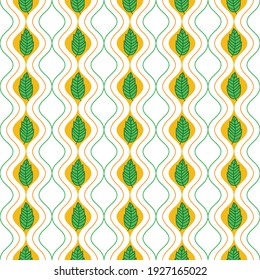 
Vector seamless background with stylized green leaves.