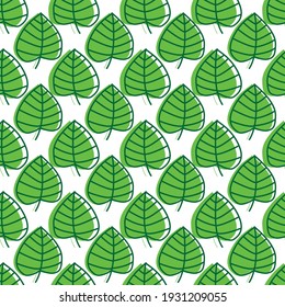 Vector seamless background with stylized green leaves.