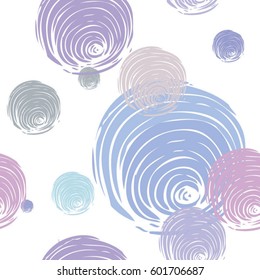 Vector seamless background. Stylized stamps on the theme of knitting - balls, knitting pattern.