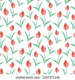 Vector seamless background with stylized tulips.