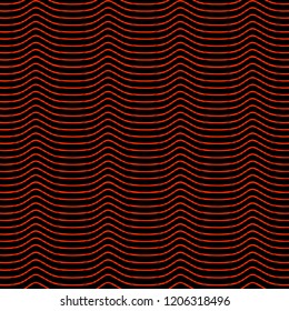 Vector seamless background for the substrate, textile, curtain design of wavy black and red narrow stripes with elements of illusion