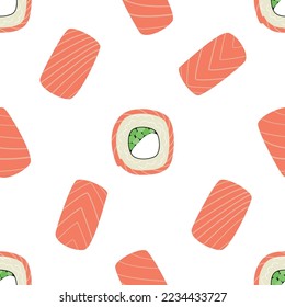 Vektornahtloser Hintergrund mit Sushi-Rollen