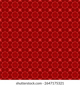 Vector seamless background with symmetrical floral ornament in Red color, inspired by mandala and Islamic motifs, for packaging, wallpapers, or cultural design needs