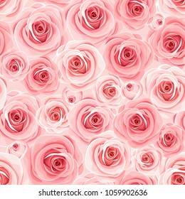 Vector seamless background texture with pink roses.