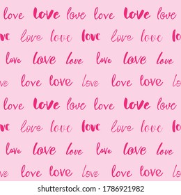 Vector seamless background texture with the word love in different calligraphy style fonts