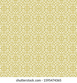 Vector seamless background in traditional oriental eastern motif. Geometric floral line art luxury ornament in gold, white. Design template for greeting, birthday,card, wedding, menu, print on bedding