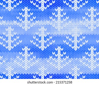 Vector seamless background with trees. Imitation jacquard knitting