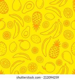 Vector seamless background with tropical fruits