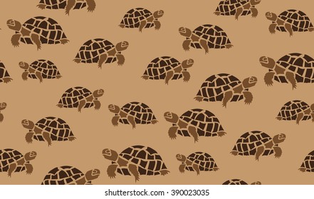 Vector seamless background of turtles. Chaotic tortoise