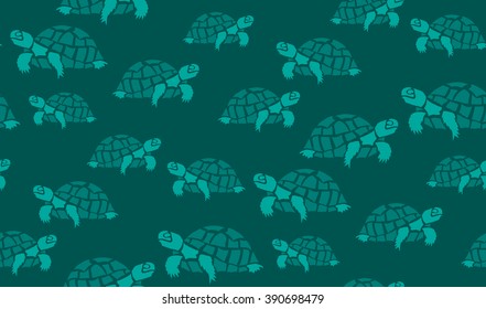 Vector seamless background of turtles. Chaotic tortoise