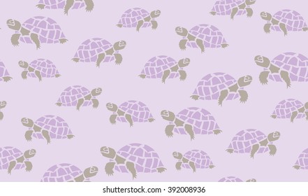 Vector seamless background of turtles. Chaotic tortoise