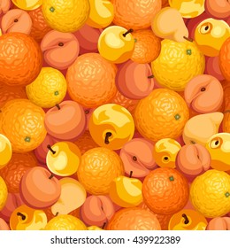 Vector seamless background with various orange fruits.