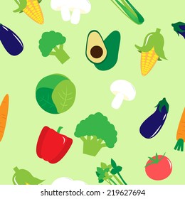 Vector seamless background of vegetables. Healthy lifestyle. Healthy food.