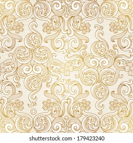 Vector seamless background in Victorian style. Traditional floral pattern.  Ornamental wallpaper.  