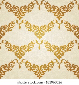Vector seamless background in Victorian style. Traditional floral pattern. Ornamental wallpaper. It can be used for wallpaper, pattern fills, web page background, surface textures, classic fabric.