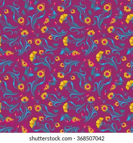 Vector seamless background with vintage filigree floral pattern.