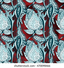 Vector seamless background with vintage filigree floral pattern.