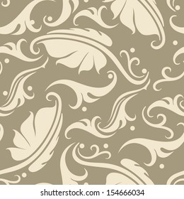 Vector seamless background with vintage floral elements.
