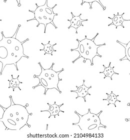 Vector seamless background. Virus image, pandemic symbol