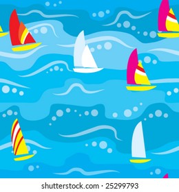 Vector Seamless Background Water and Yachts