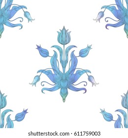 Vector seamless background. Watercolor pattern of tulip flowers.