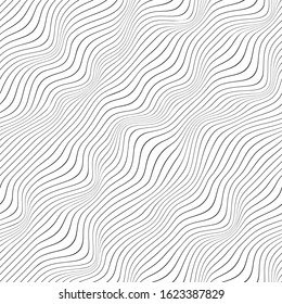 Vector of seamless background with wavy diaginal stripes.Black and white