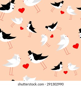 vector - seamless background with wedding birds