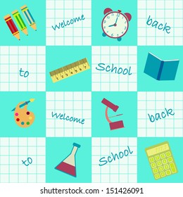 vector seamless background "welcome back to school"