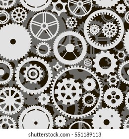 Vector seamless background with white and gray gears