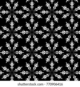 Vector seamless background with white snowflakes on a black background, winter pattern