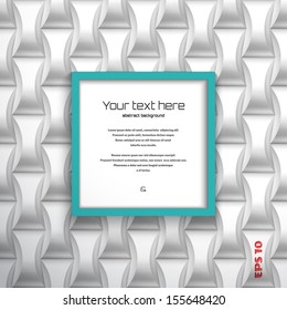 Vector seamless background. White volumetric pattern of rectangles. Square frame.  Place for your text.