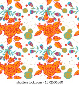 Vector Seamless Background with Wild Flowers