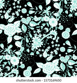 Vector Seamless Background with Wild Flowers