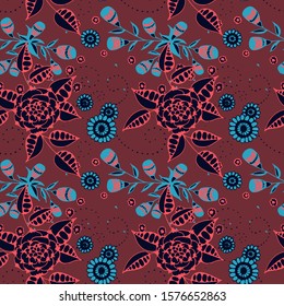 Vector Seamless Background with Wild Flowers