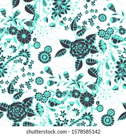 Vector Seamless Background with Wild Flowers