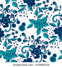 Vector Seamless Background with Wild Flowers