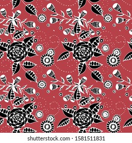 Vector Seamless Background with Wild Flowers