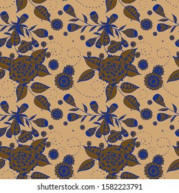 Vector Seamless Background with Wild Flowers