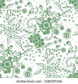 Vector Seamless Background with Wild Flowers