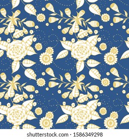 Vector Seamless Background with Wild Flowers