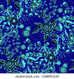 Vector Seamless Background with Wild Flowers