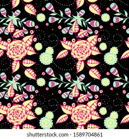 Vector Seamless Background with Wild Flowers