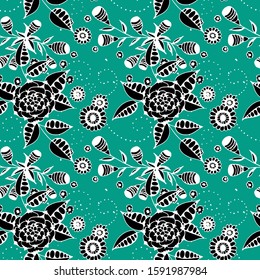 Vector Seamless Background with Wild Flowers